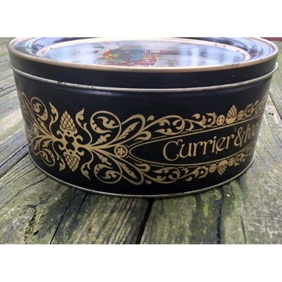 Vintage Currier & Ives American Railroad Scene Snow Bound Train Round 10" Tin - Picture 5 of 11